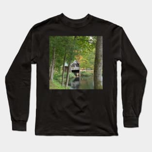 Boat House in autumn foilage at Winkworth Arboretum Long Sleeve T-Shirt